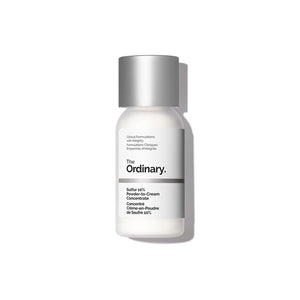 Skincare bottle labeled 'The Ordinary' on a white background