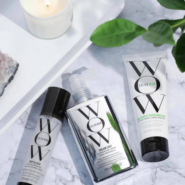 Color Wow Dream Coat and colour-safe haircare for smooth glossy frizz-controlled styling