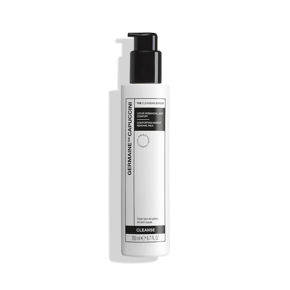 Skincare bottle with pump on a white background