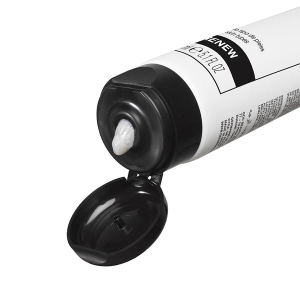 Open tube of Renew cream with visible cream inside on a white background