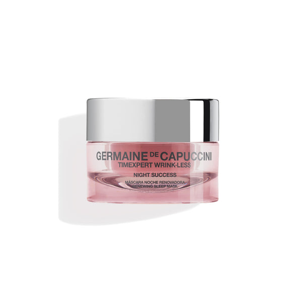 A jar of Germaine de Capuccini Night Success Timexpert Wrinkless Mask on a white background with a soft shadow.