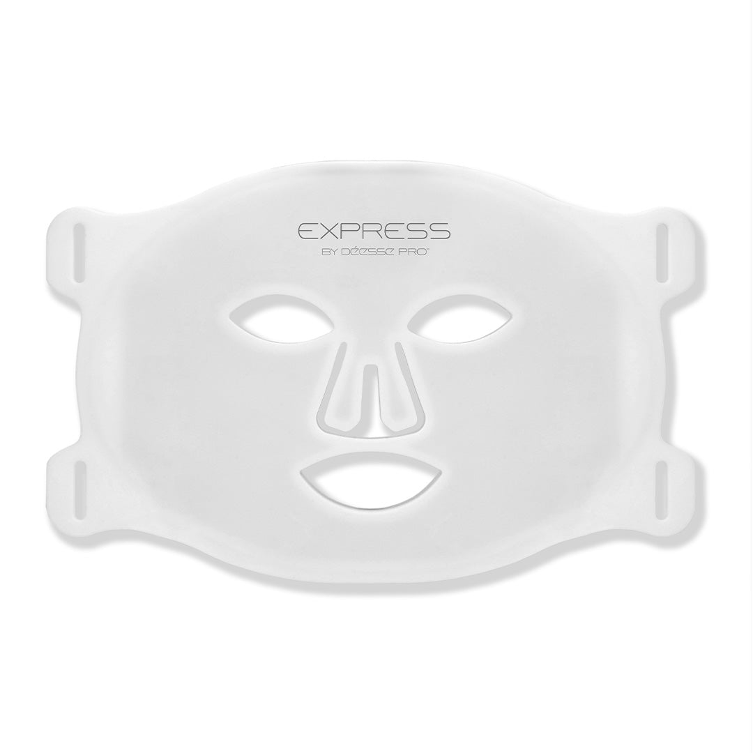 White face mask with 'Express' branding on a white background