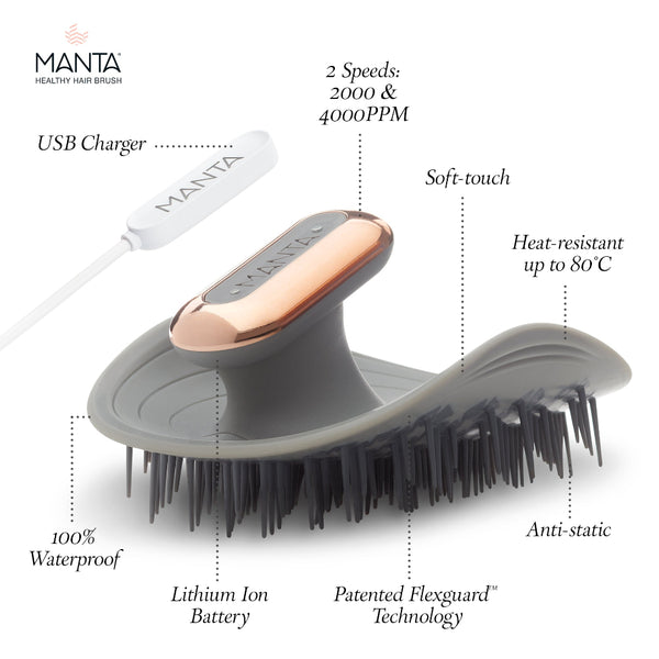 Manta Pulse Healthy Hair & Scalp Brush - Cool Grey