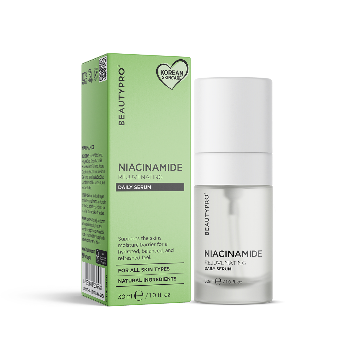 BeautyPro Niacinamide Daily Serum with packaging on a white background