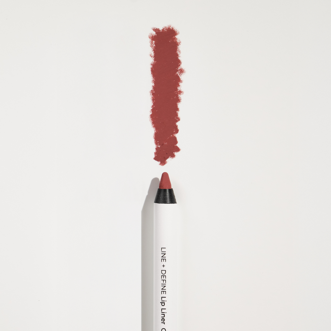 Lip liner with swatch on a white background