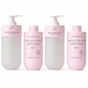 Four Hairgain hair care refill bottles in a set of shampoo, conditioner, and two hydrating conditioners, arranged on a clean white background.