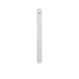 White nail file with brand name on a white background