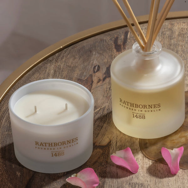 Rathbornes 1488 Classic 2 wick Dublin Tea Rose, Oud and Patchouli Scented Candle