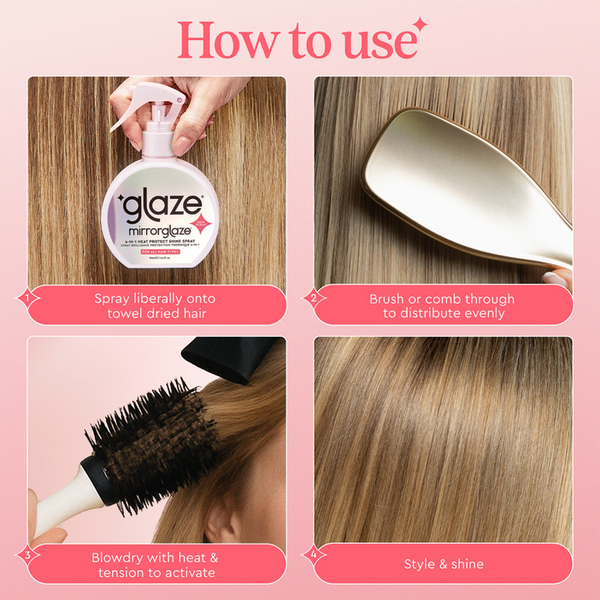 Glaze Mirrorglaze 4-in-1 Heat Protect Anti-Frizz Super Sleek Shine Spray 190ml