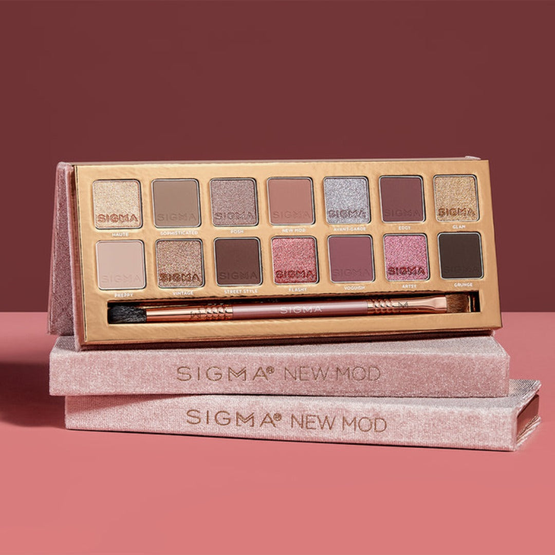 three Sigma Beauty New Mod Eyeshadow Palettes stock on top of each other