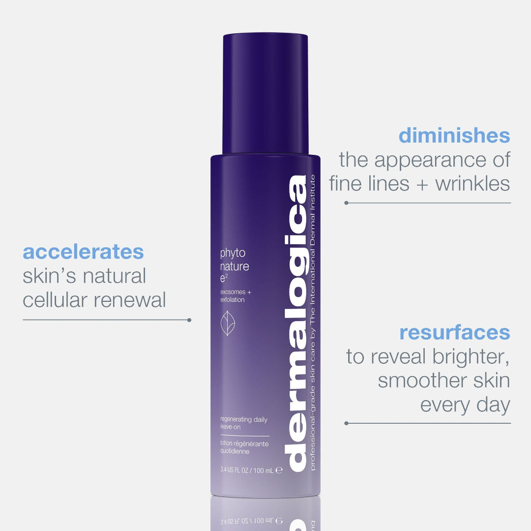 Dermalogica skincare product with text highlighting benefits on a white background