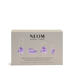 NEOM wellbeing collection packaging on a white background