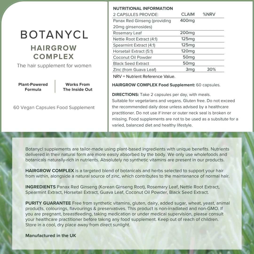 Botanycl Complex Hairgrow Vegan Food Supplement 60 Capsules