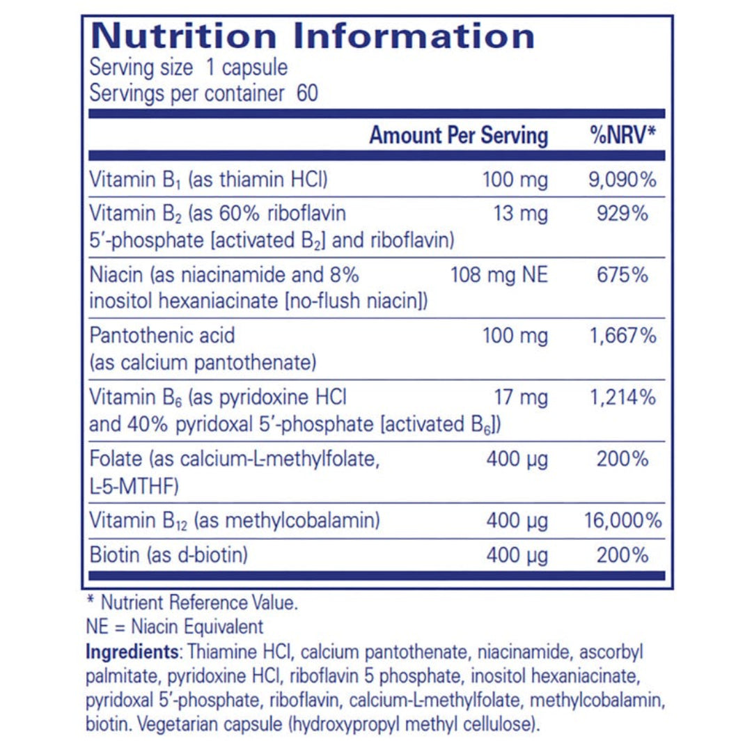 Nutrition information label for a supplement capsule with detailed vitamin and mineral content.