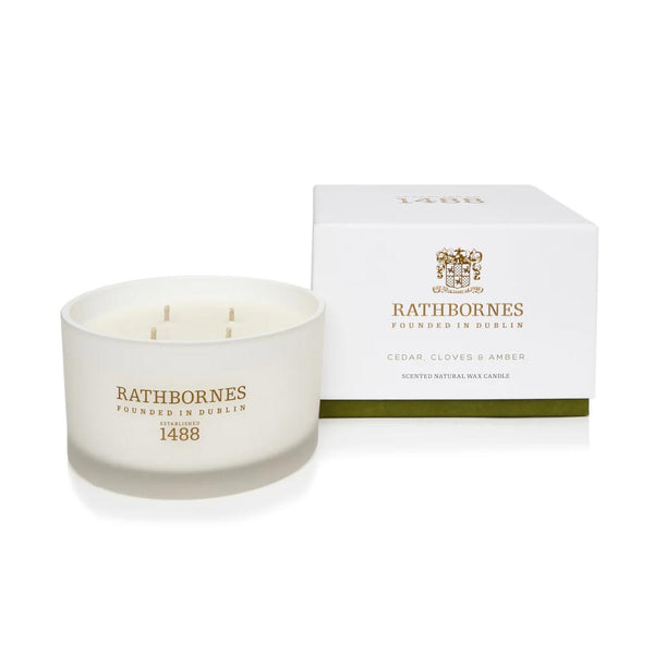 Rathbornes 1488 Cedar, cloves and amber Luxury four wick candle