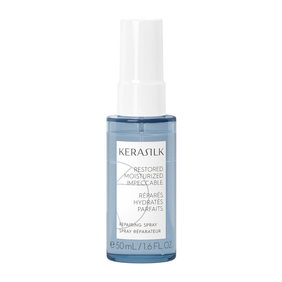 Kerasilk hair spray bottle on a white background