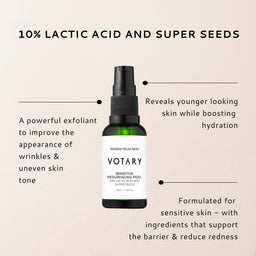 Votary Sensitive Resurfacing Peel, 10% Lactic Acid and Super Seeds 30ml