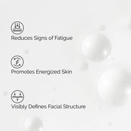 Text describing skincare benefits with icons on a light background