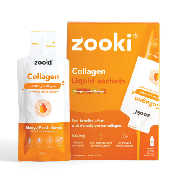 Zooki Collagen Liquid sachets packaging on a white background