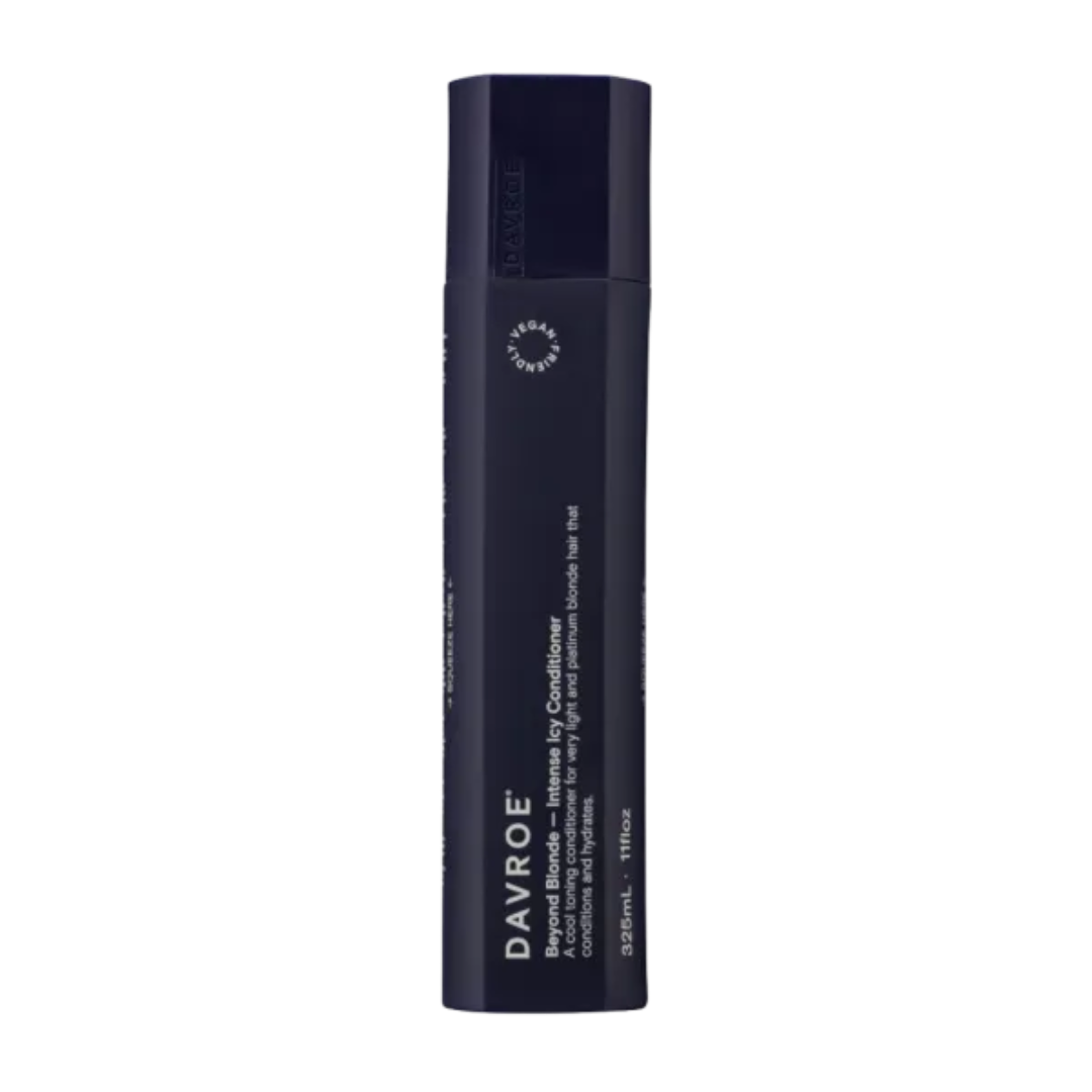 A tall, dark navy blue cylindrical bottle of Davro Travel Bond Protect hair conditioner, shown against a solid white background.