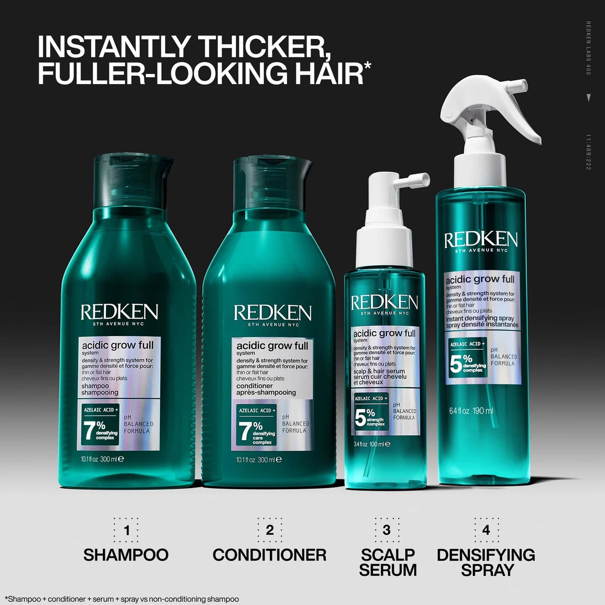 Redken Acidic Grow Full System Densifying Shampoo for Thin Hair, Strengthens & Thickens 300ml