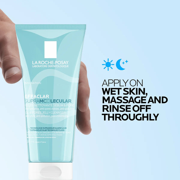 La Roche-Posay Effaclar Supramolecular Face Jelly Cleanser for Oily Skin & Visible Pores, with Salicylic Acid & Niacinamide 200ml
