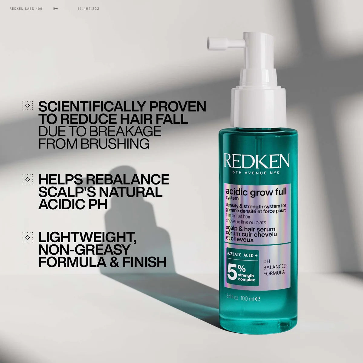 Redken Acidic Grow Full System Hair Serum for Thin Hair, Strengthens & Thickens 100ml