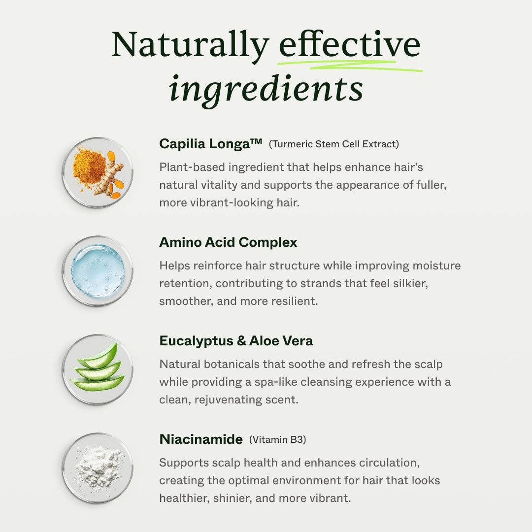 List of naturally effective ingredients with corresponding images and descriptions on a white background.