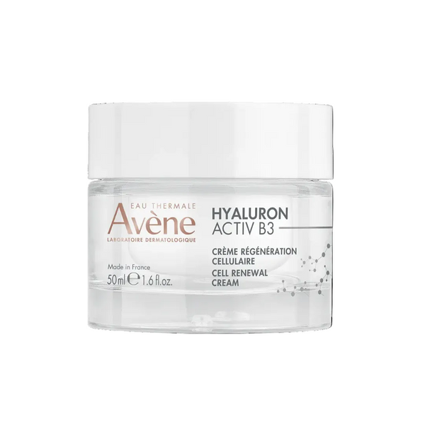 Avene Hyaluron Activ B3 cream jar on a white background
