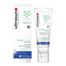 White Ultrasun Body Mineral SPF 50 tube with white box