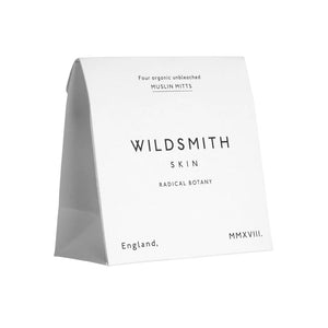 Wildsmith Skin Two Organic Muslin Mitts in white packaging