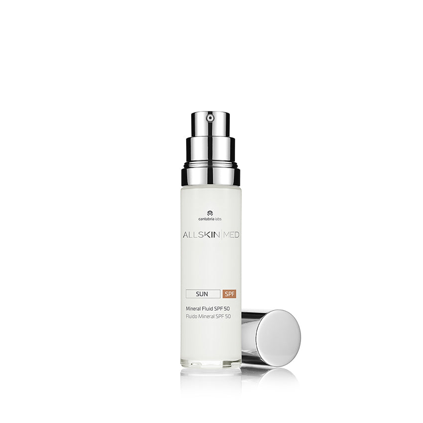 Open top of ALLSKIN MED SUN Mineral Fluid SPF 50